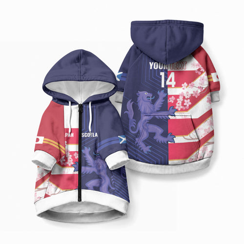 Japan and Scotland Rugby Custom Pet Hoodie Brave Blossoms Scottish Thistle Together