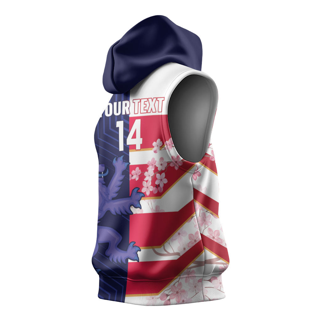 Japan and Scotland Rugby Custom Sleeveless Hoodie Brave Blossoms Scottish Thistle Together
