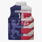 Japan and Scotland Rugby Custom Sleeveless Puffer Jacket Brave Blossoms Scottish Thistle Together