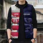 Japan and Scotland Rugby Custom Sleeveless Puffer Jacket Brave Blossoms Scottish Thistle Together