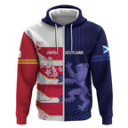 Japan and Scotland Rugby Custom Zip Hoodie Brave Blossoms Scottish Thistle Together
