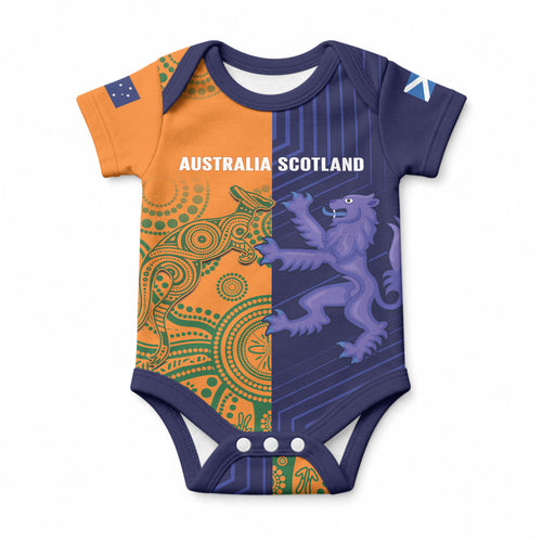 Australia and Scotland Rugby Custom Baby Onesie Wallabies Scottish Thistle Together