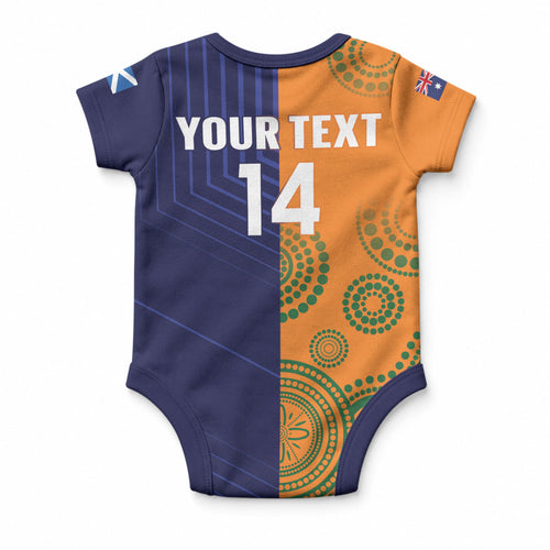 Australia and Scotland Rugby Custom Baby Onesie Wallabies Scottish Thistle Together