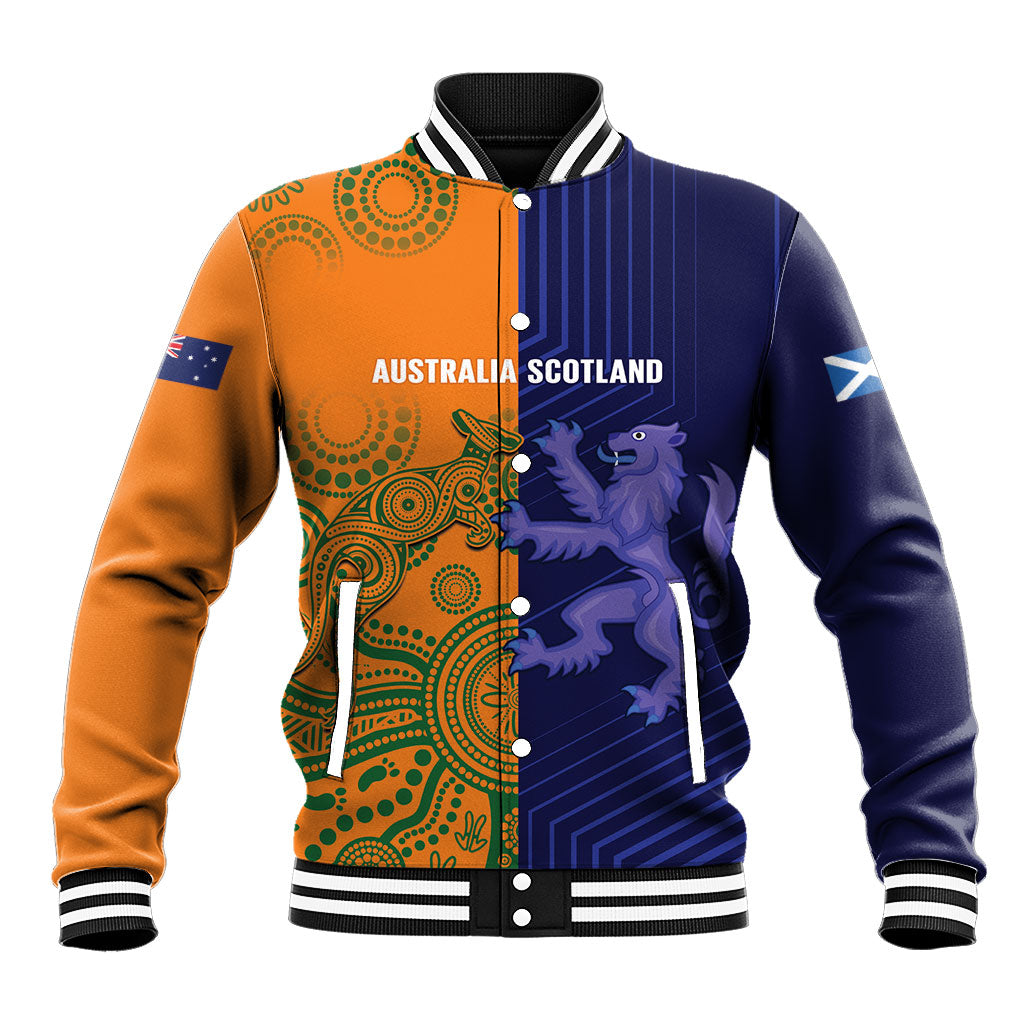 Australia and Scotland Rugby Custom Baseball Jacket Wallabies Scottish Thistle Together