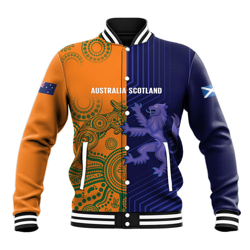 Australia and Scotland Rugby Custom Baseball Jacket Wallabies Scottish Thistle Together