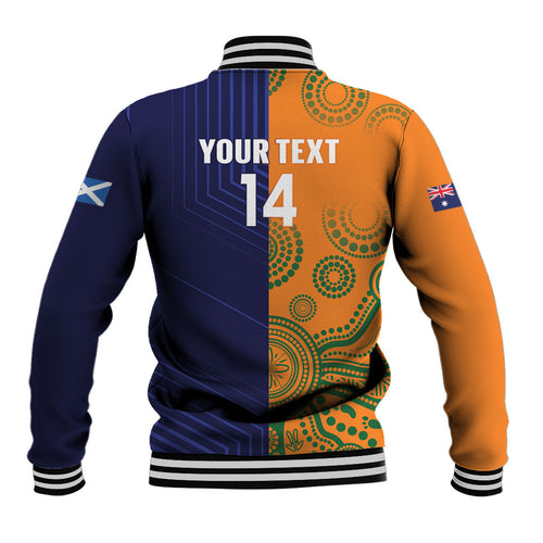 Australia and Scotland Rugby Custom Baseball Jacket Wallabies Scottish Thistle Together