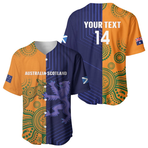 Australia and Scotland Rugby Custom Baseball Jersey Wallabies Scottish Thistle Together