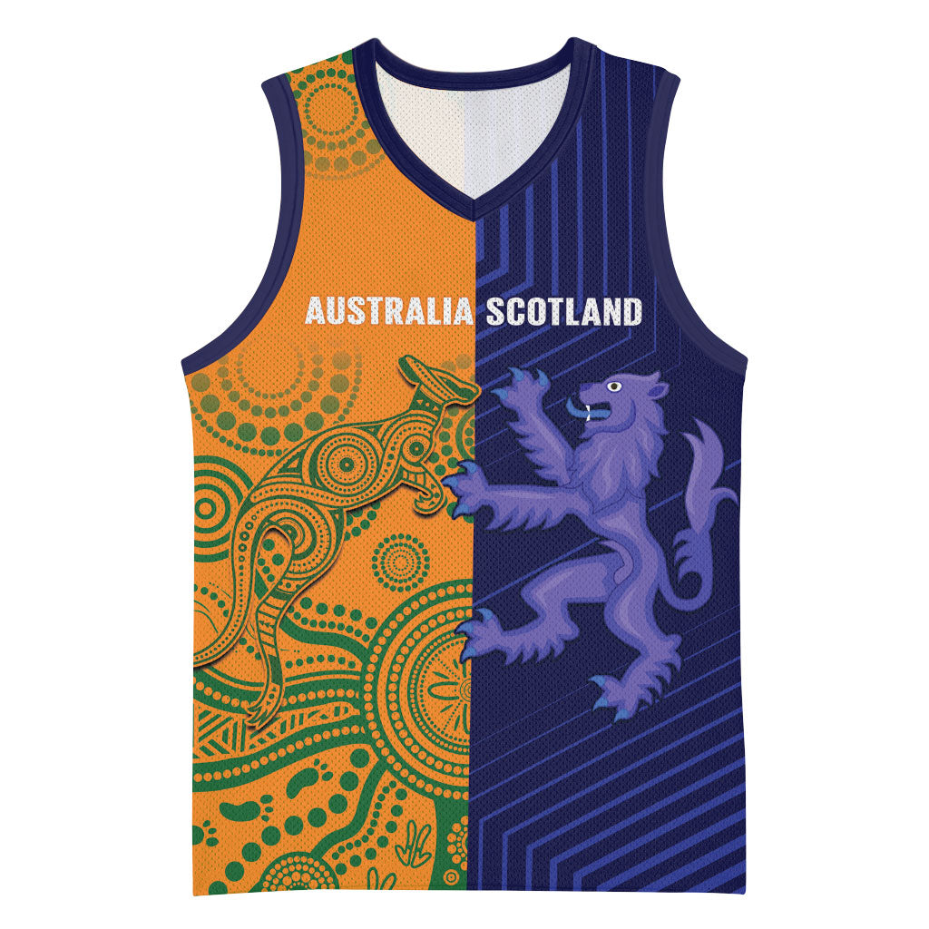 Australia and Scotland Rugby Custom Basketball Jersey Wallabies Scottish Thistle Together