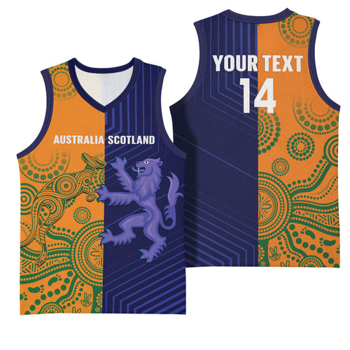 Australia and Scotland Rugby Custom Basketball Jersey Wallabies Scottish Thistle Together