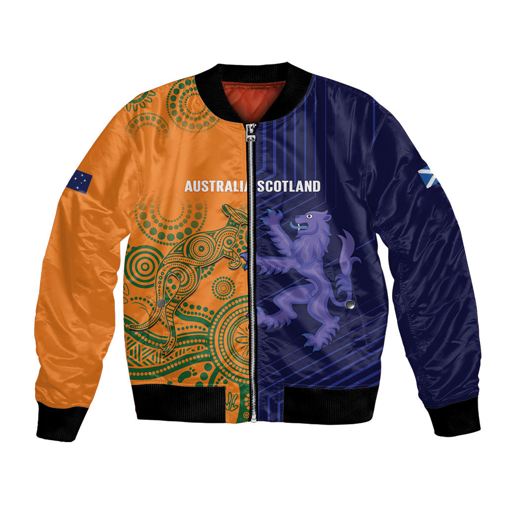 Australia and Scotland Rugby Custom Bomber Jacket Wallabies Scottish Thistle Together
