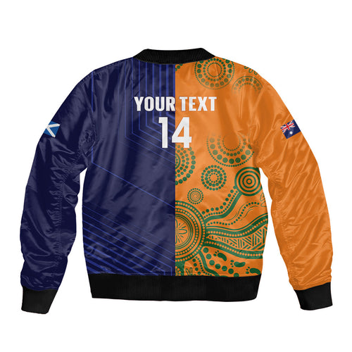 Australia and Scotland Rugby Custom Bomber Jacket Wallabies Scottish Thistle Together