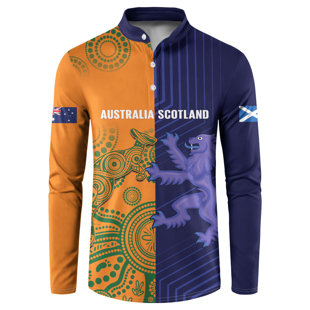 Australia and Scotland Rugby Custom Button Sweatshirt Wallabies Scottish Thistle Together