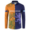 Australia and Scotland Rugby Custom Button Sweatshirt Wallabies Scottish Thistle Together