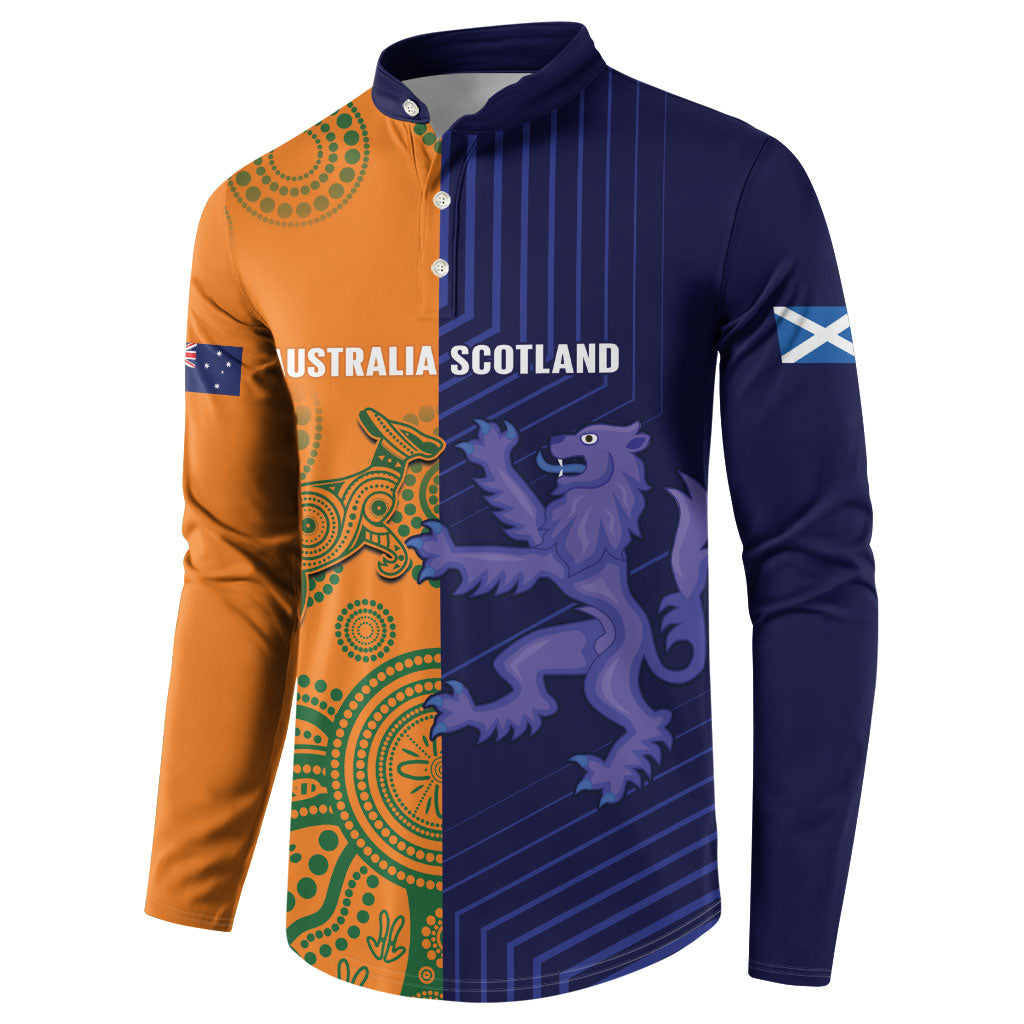 Australia and Scotland Rugby Custom Button Sweatshirt Wallabies Scottish Thistle Together