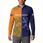 Australia and Scotland Rugby Custom Button Sweatshirt Wallabies Scottish Thistle Together
