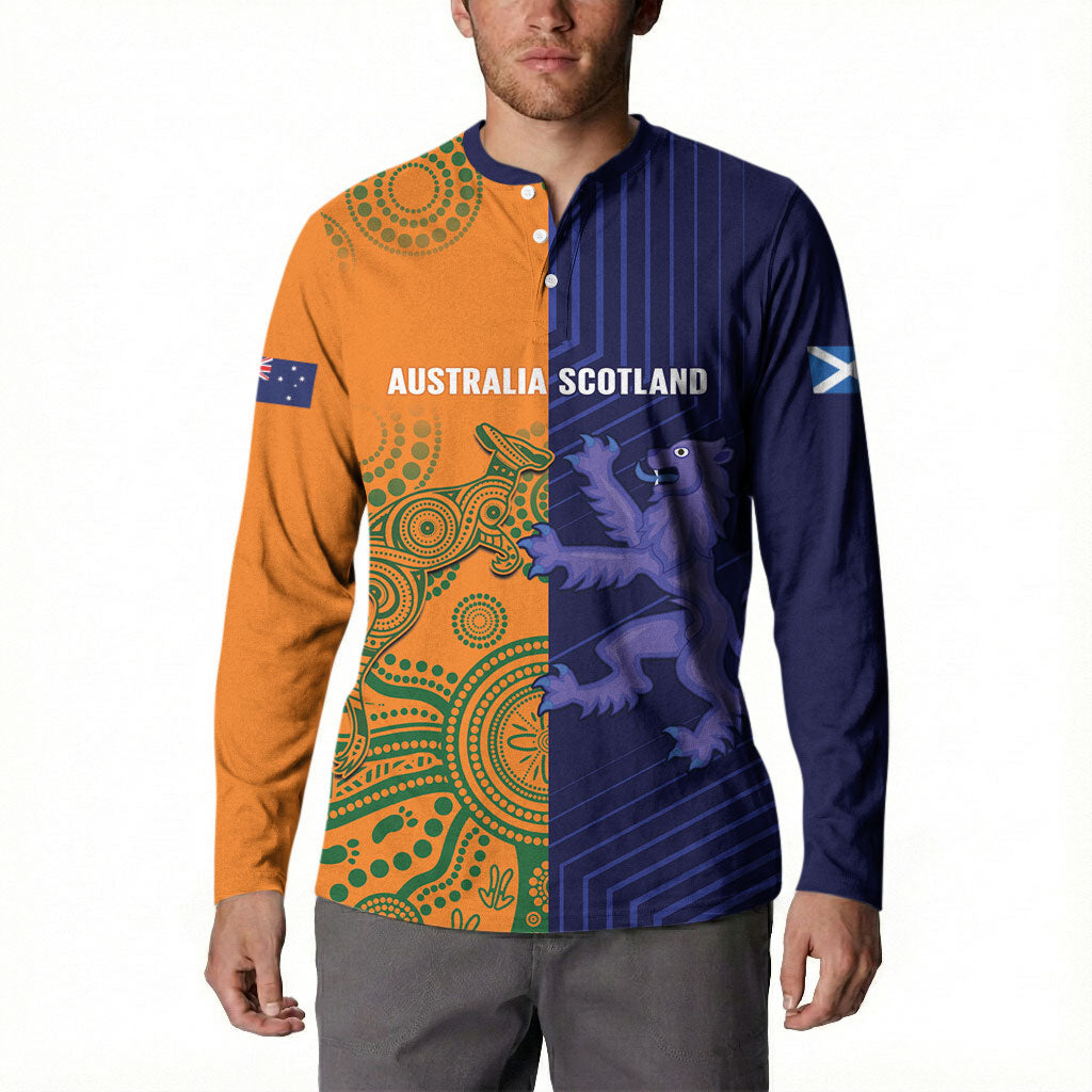 Australia and Scotland Rugby Custom Button Sweatshirt Wallabies Scottish Thistle Together