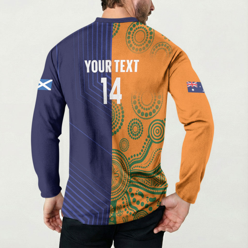Australia and Scotland Rugby Custom Button Sweatshirt Wallabies Scottish Thistle Together