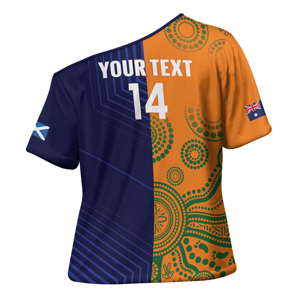Australia and Scotland Rugby Custom Cross Shoulder Shirt Wallabies Scottish Thistle Together