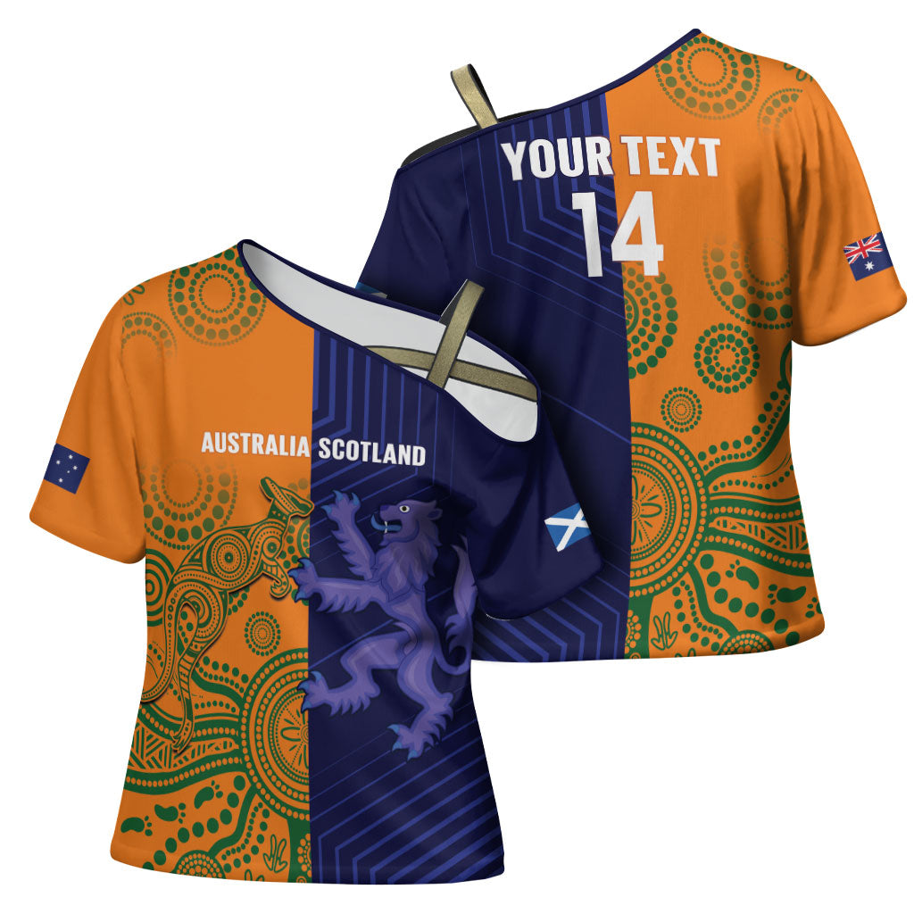 Australia and Scotland Rugby Custom Cross Shoulder Shirt Wallabies Scottish Thistle Together