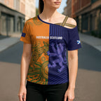 Australia and Scotland Rugby Custom Cross Shoulder Shirt Wallabies Scottish Thistle Together