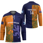 Australia and Scotland Rugby Custom Hockey Jersey Wallabies Scottish Thistle Together