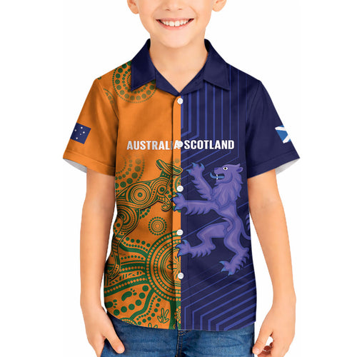 Australia and Scotland Rugby Custom Kid Hawaiian Shirt Wallabies Scottish Thistle Together