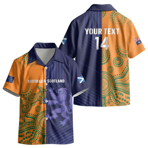 Australia and Scotland Rugby Custom Kid Hawaiian Shirt Wallabies Scottish Thistle Together