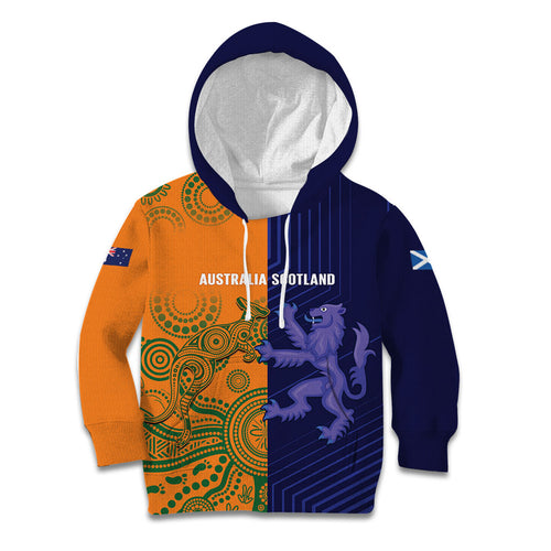 Australia and Scotland Rugby Custom Kid Hoodie Wallabies Scottish Thistle Together