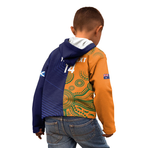Australia and Scotland Rugby Custom Kid Hoodie Wallabies Scottish Thistle Together