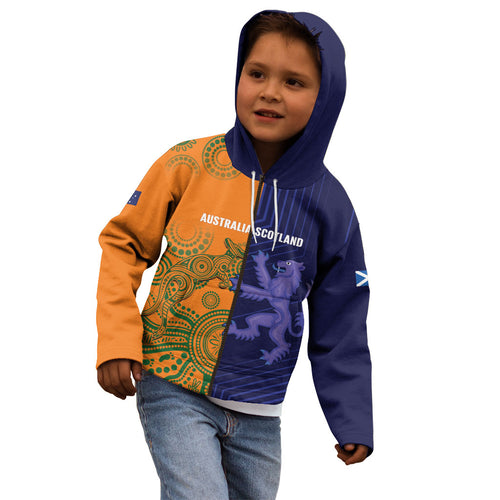 Australia and Scotland Rugby Custom Kid Hoodie Wallabies Scottish Thistle Together