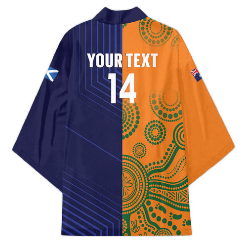 Australia and Scotland Rugby Custom Kimono Wallabies Scottish Thistle Together