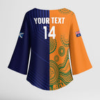 Australia and Scotland Rugby Custom Kimono Sleeve Blouse Wallabies Scottish Thistle Together