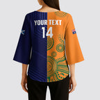 Australia and Scotland Rugby Custom Kimono Sleeve Blouse Wallabies Scottish Thistle Together