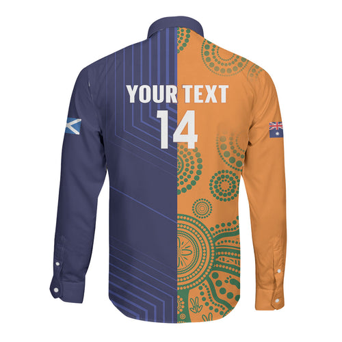 Australia and Scotland Rugby Custom Long Sleeve Button Shirt Wallabies Scottish Thistle Together