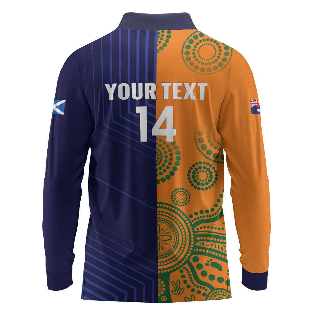 Australia and Scotland Rugby Custom Long Sleeve Polo Shirt Wallabies Scottish Thistle Together