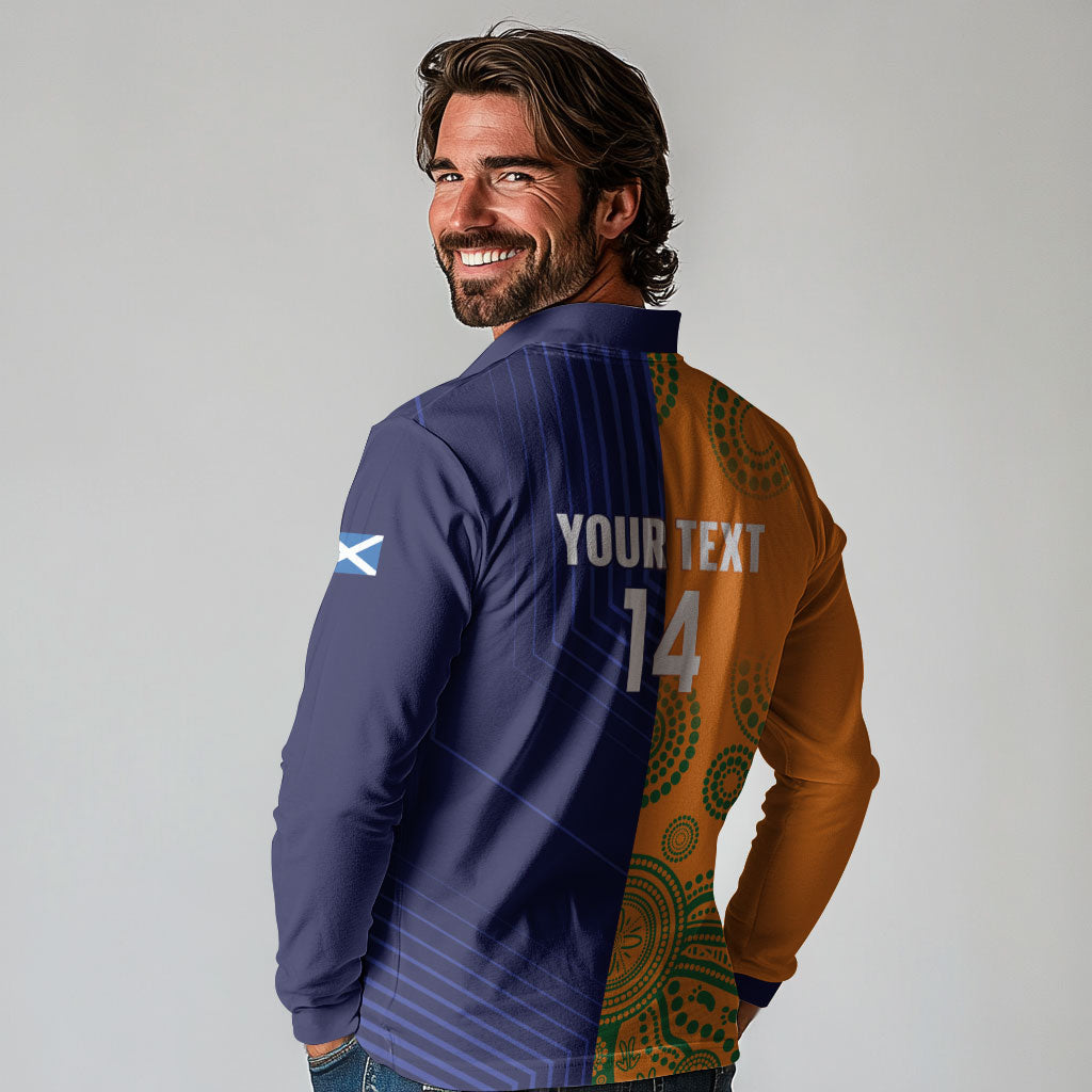 Australia and Scotland Rugby Custom Long Sleeve Polo Shirt Wallabies Scottish Thistle Together