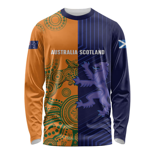Australia and Scotland Rugby Custom Long Sleeve Shirt Wallabies Scottish Thistle Together