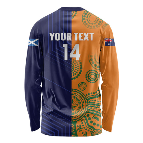 Australia and Scotland Rugby Custom Long Sleeve Shirt Wallabies Scottish Thistle Together