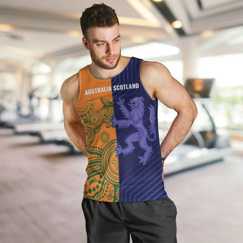 Australia and Scotland Rugby Custom Men Tank Top Wallabies Scottish Thistle Together