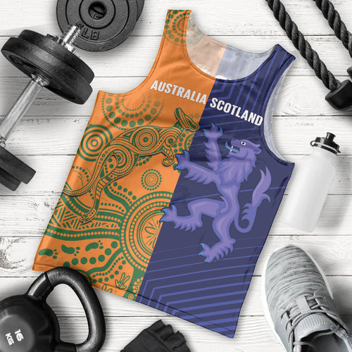 Australia and Scotland Rugby Custom Men Tank Top Wallabies Scottish Thistle Together