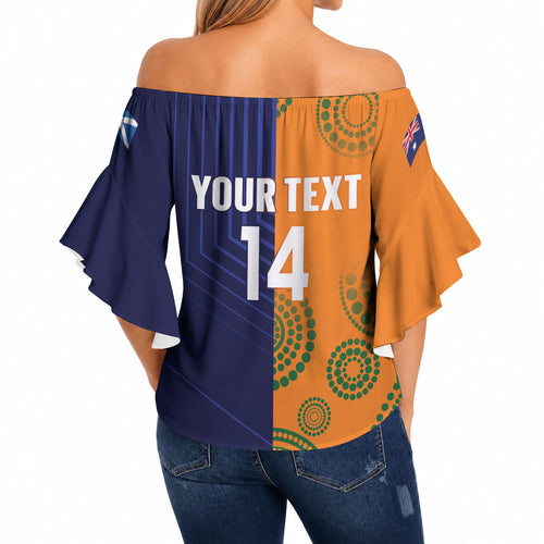 Australia and Scotland Rugby Custom Off Shoulder Wrap Waist Top Wallabies Scottish Thistle Together