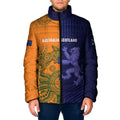 Australia and Scotland Rugby Custom Padded Jacket Wallabies Scottish Thistle Together