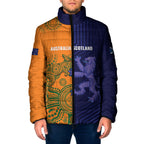 Australia and Scotland Rugby Custom Padded Jacket Wallabies Scottish Thistle Together