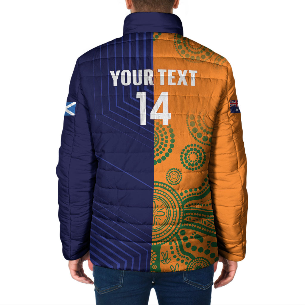 Australia and Scotland Rugby Custom Padded Jacket Wallabies Scottish Thistle Together