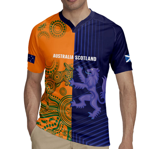 Australia and Scotland Rugby Custom Rugby Jersey Wallabies Scottish Thistle Together