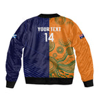 Australia and Scotland Rugby Custom Sleeve Zip Bomber Jacket Wallabies Scottish Thistle Together