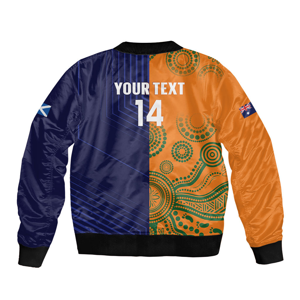 Australia and Scotland Rugby Custom Sleeve Zip Bomber Jacket Wallabies Scottish Thistle Together