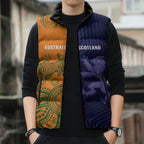 Australia and Scotland Rugby Custom Sleeveless Puffer Jacket Wallabies Scottish Thistle Together