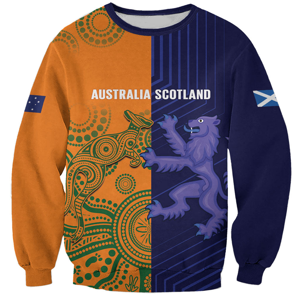 Australia and Scotland Rugby Custom Sweatshirt Wallabies Scottish Thistle Together