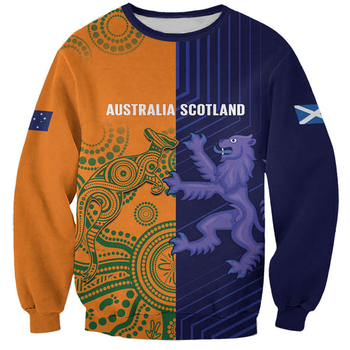 Australia and Scotland Rugby Custom Sweatshirt Wallabies Scottish Thistle Together